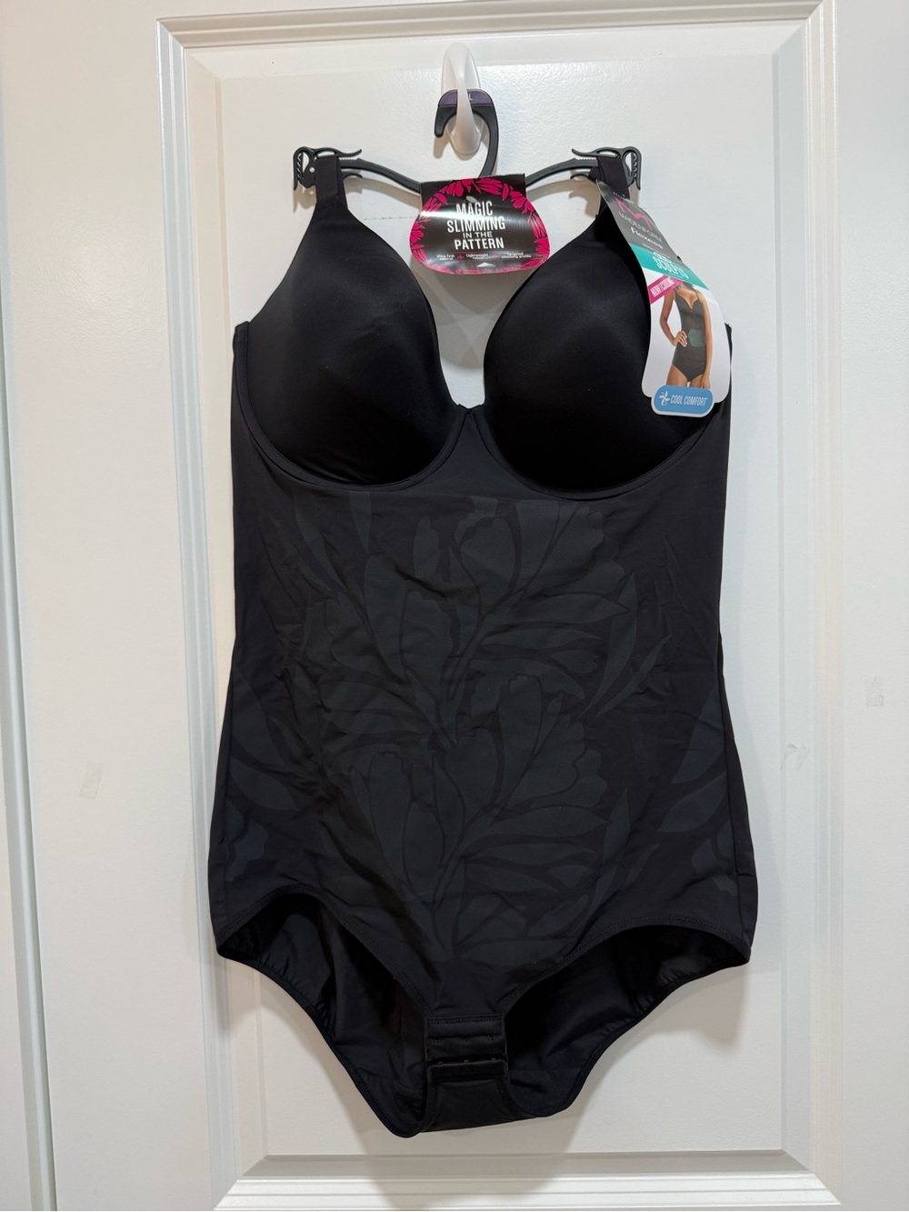 Maidenform FitSense Extra Firm Shaping Bodysuit Underwire Black FLS075 Size XXL